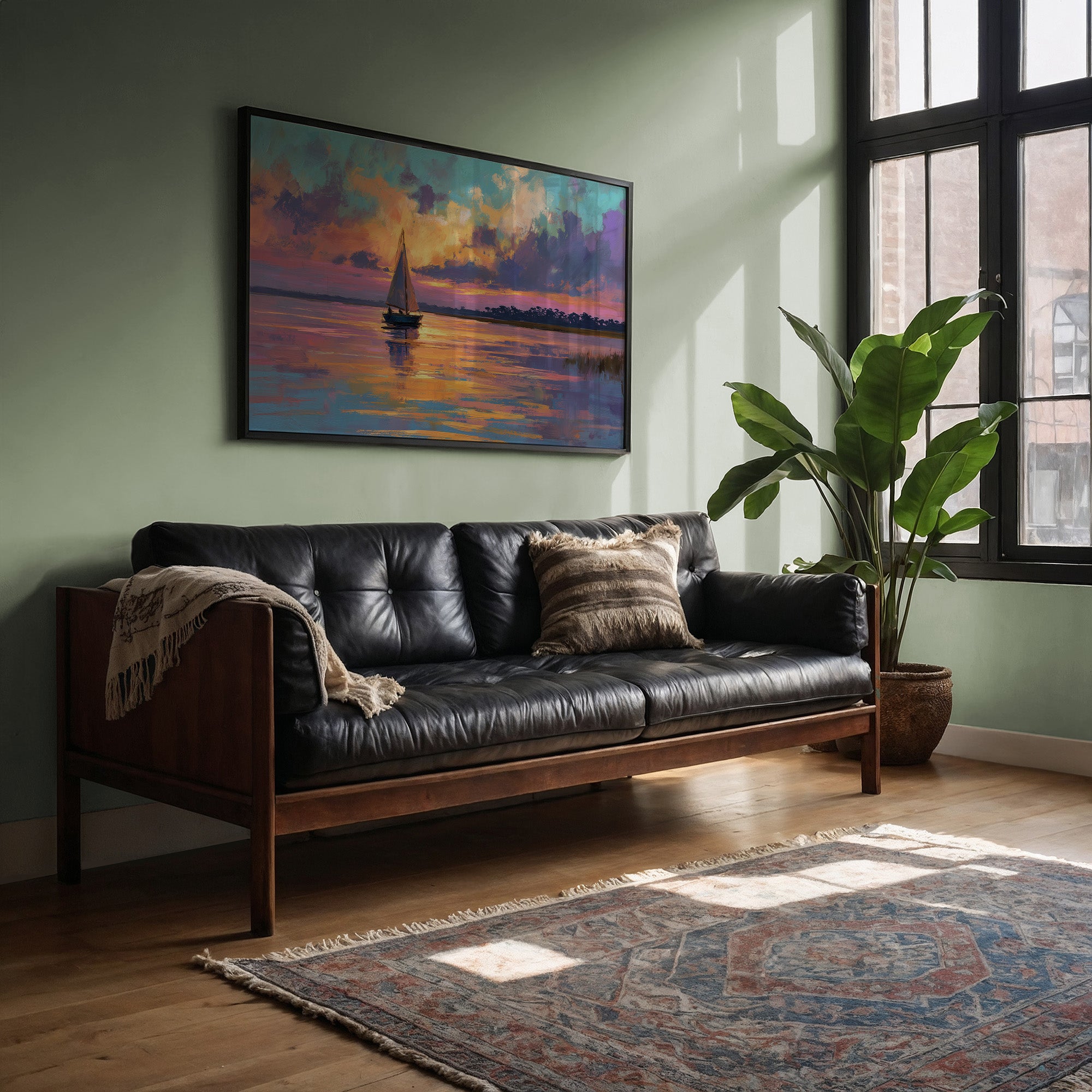 Sunset Voyage On Still Waters