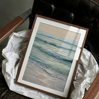 Seafoam Rhythms Against Wooden Frame