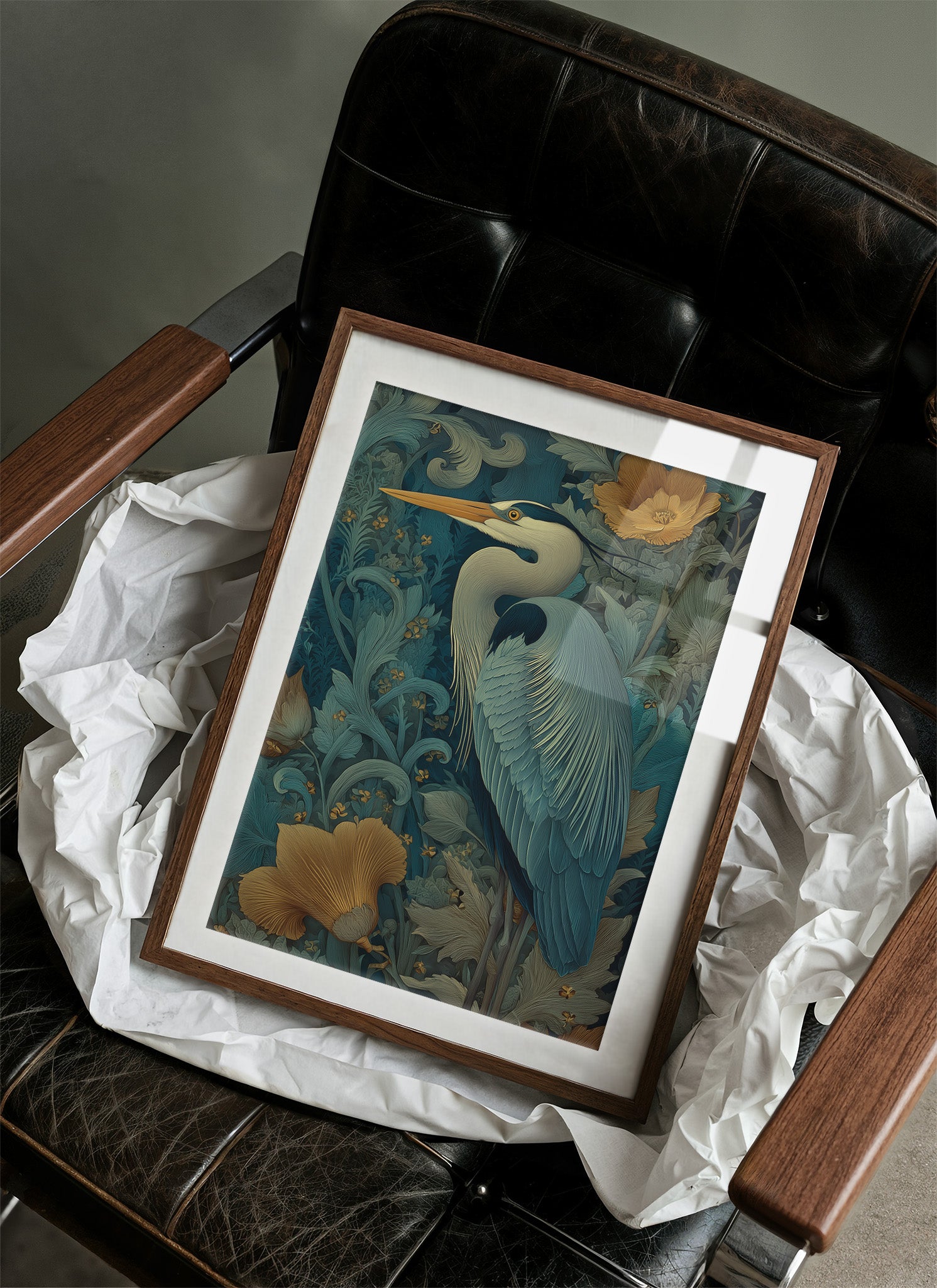 Heron Among Golden Poppies