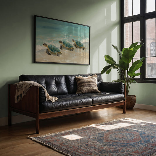 Sea Turtles Drift Through Turquoise