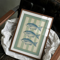 Coastal Blues On Mint Stripes