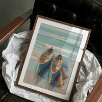 Canoes Rest On Misty Shores