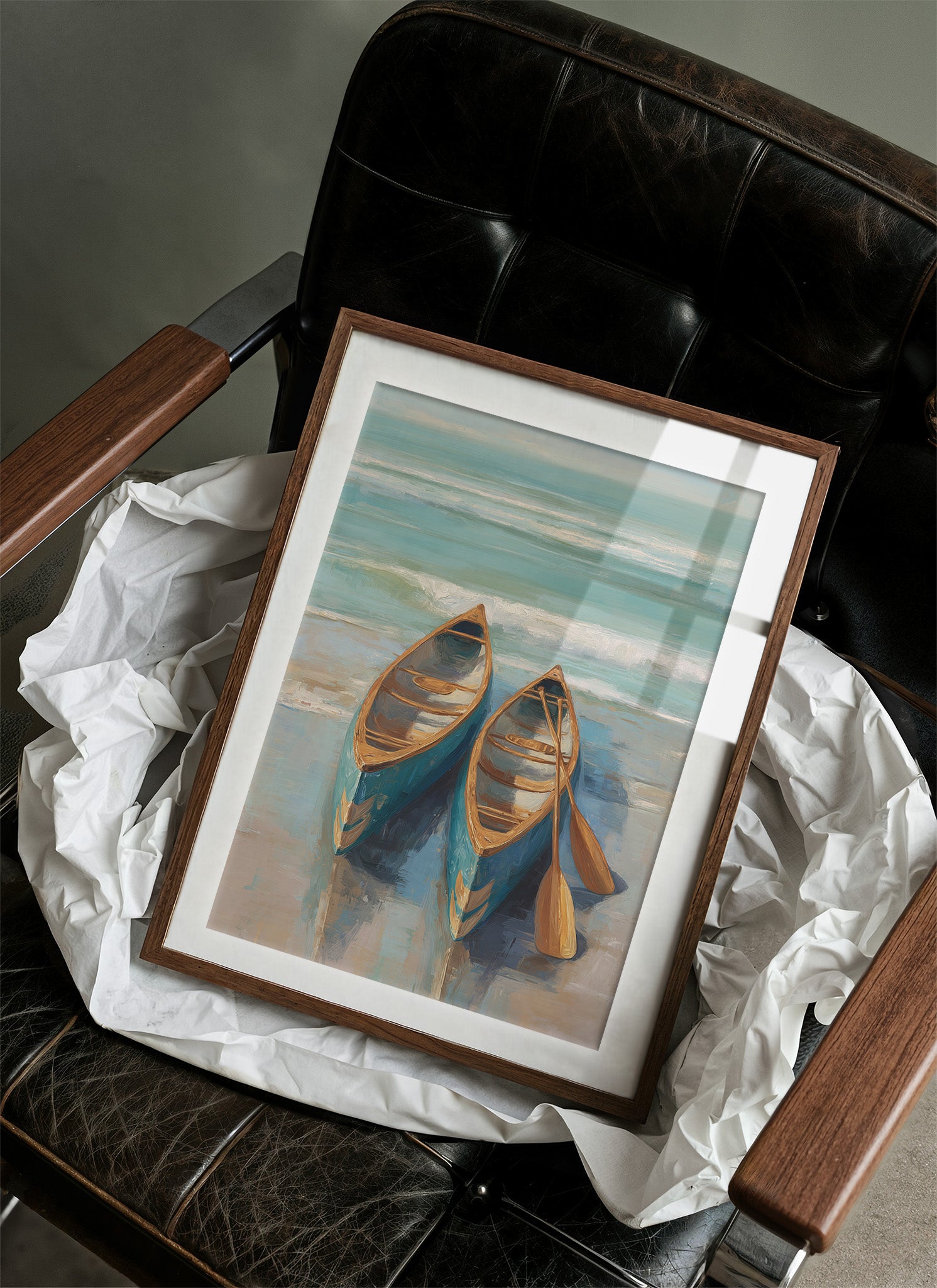 Canoes Rest On Misty Shores