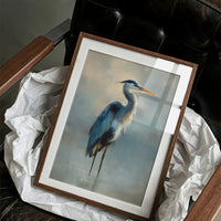 Heron Waits In Misty Blue