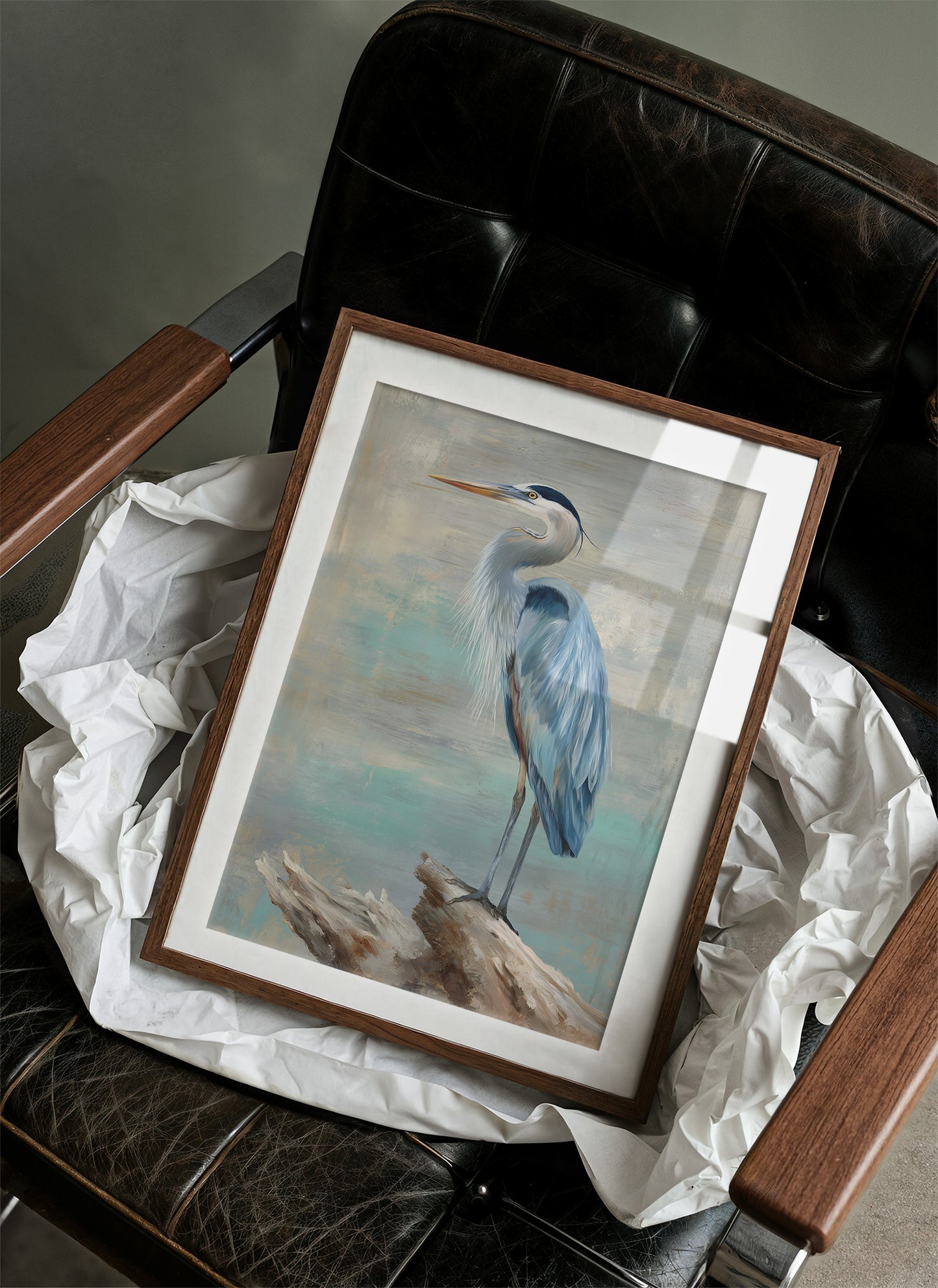 Blue Stillness On Driftwood Perch