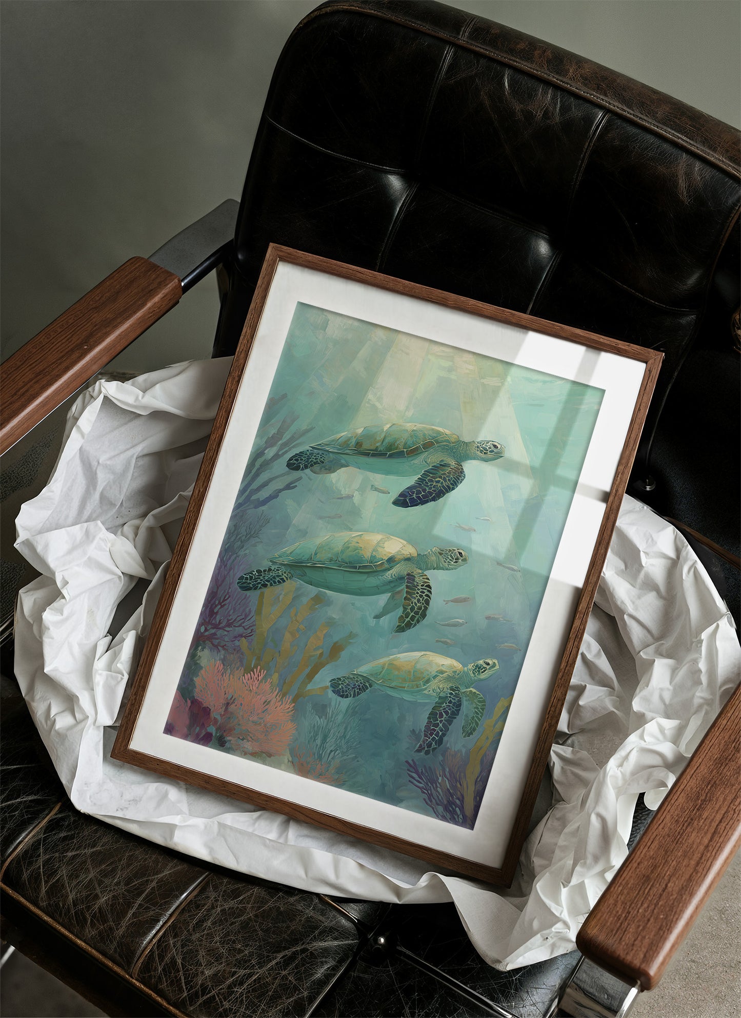 Sea Turtles Dance Through Aquamarine