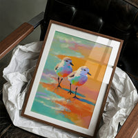 Pastel Shorebirds Walk Together