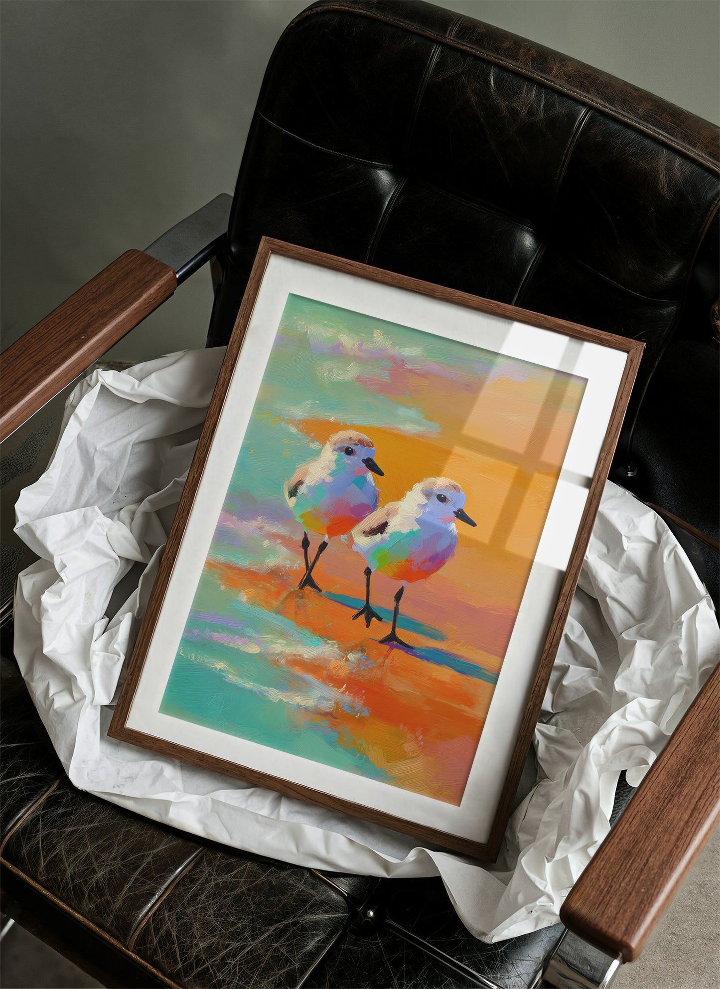 Pastel Shorebirds Walk Together