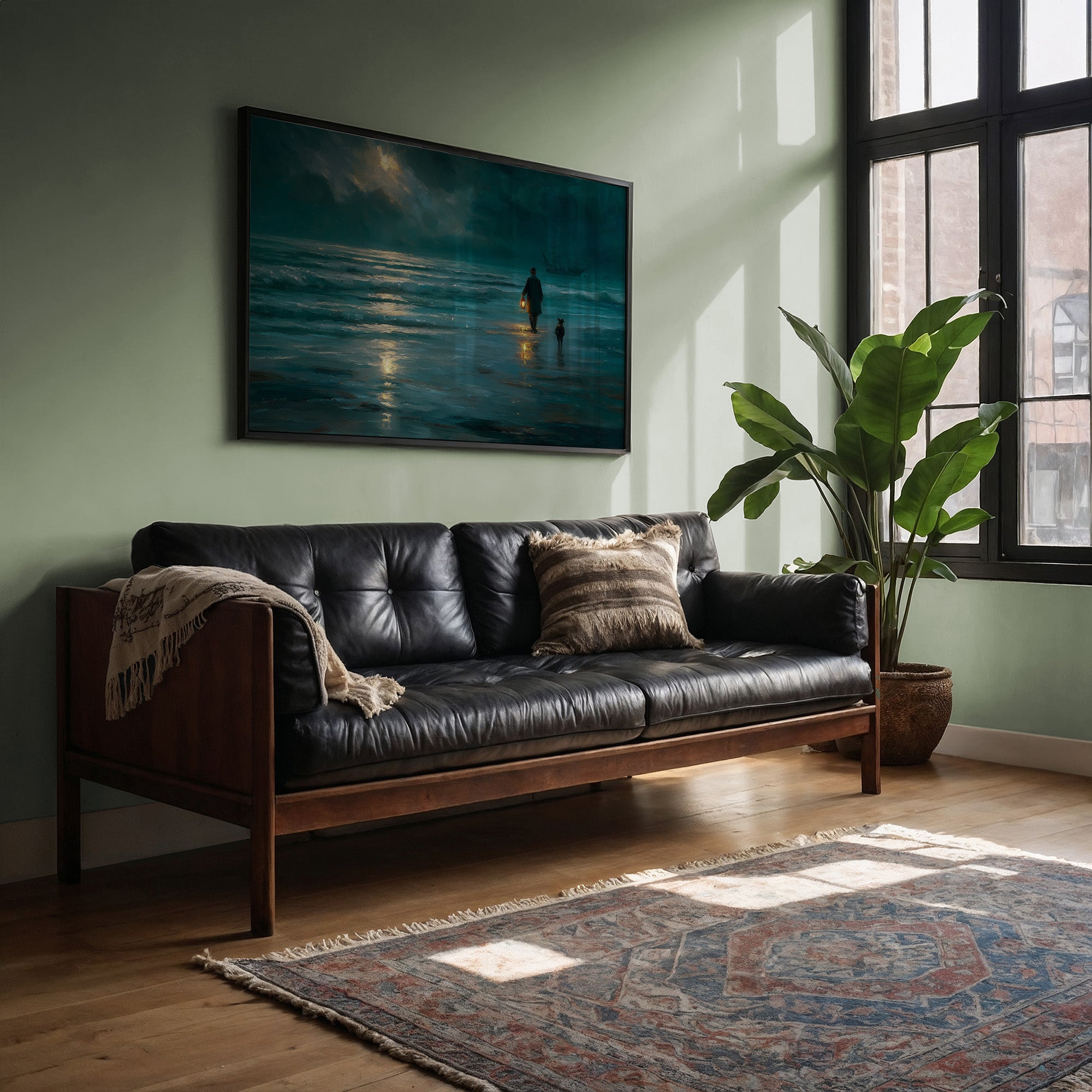 Midnight Walk Along Teal Waters