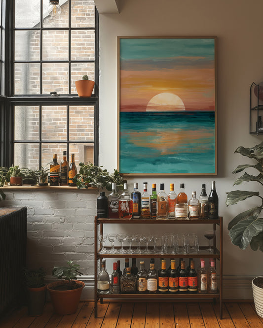 Golden Sphere Meets Teal Waters