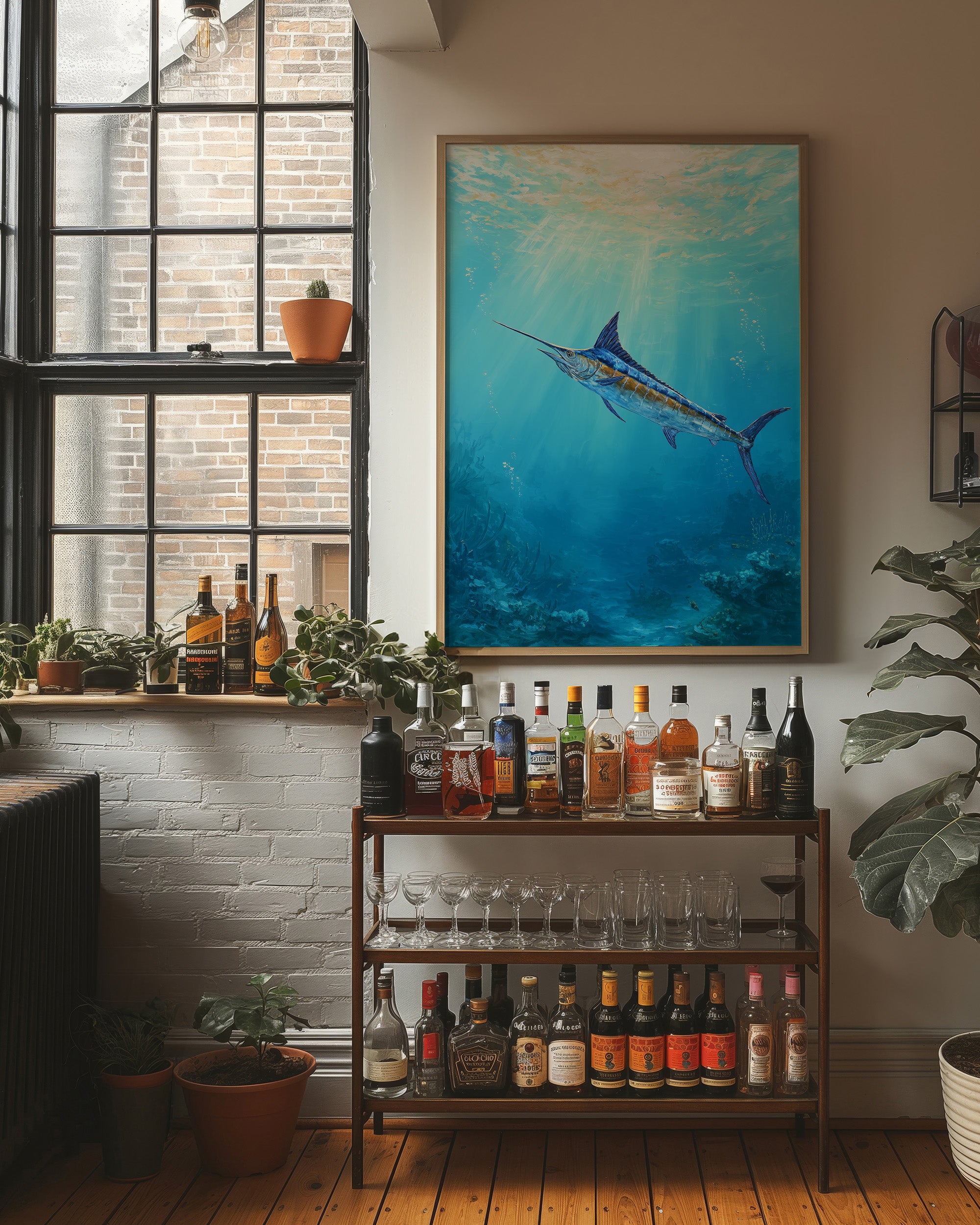 Azure Hunter Beneath Sunlit Waves