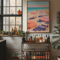 Pastel Parasols Dot Golden Shores