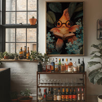 Scholarly Goldfish Navigates Aquatic Library