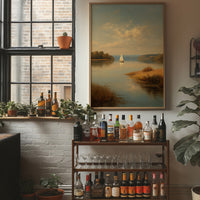 Solitary Sail Through Golden Harbor