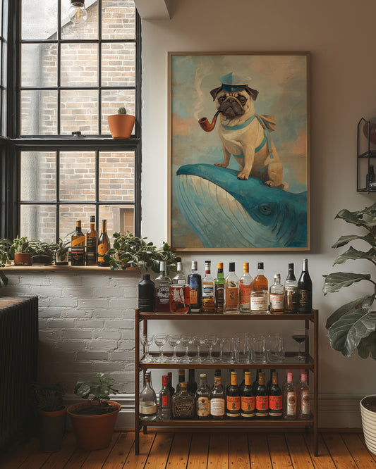 Nautical Pug's Whimsical Voyage