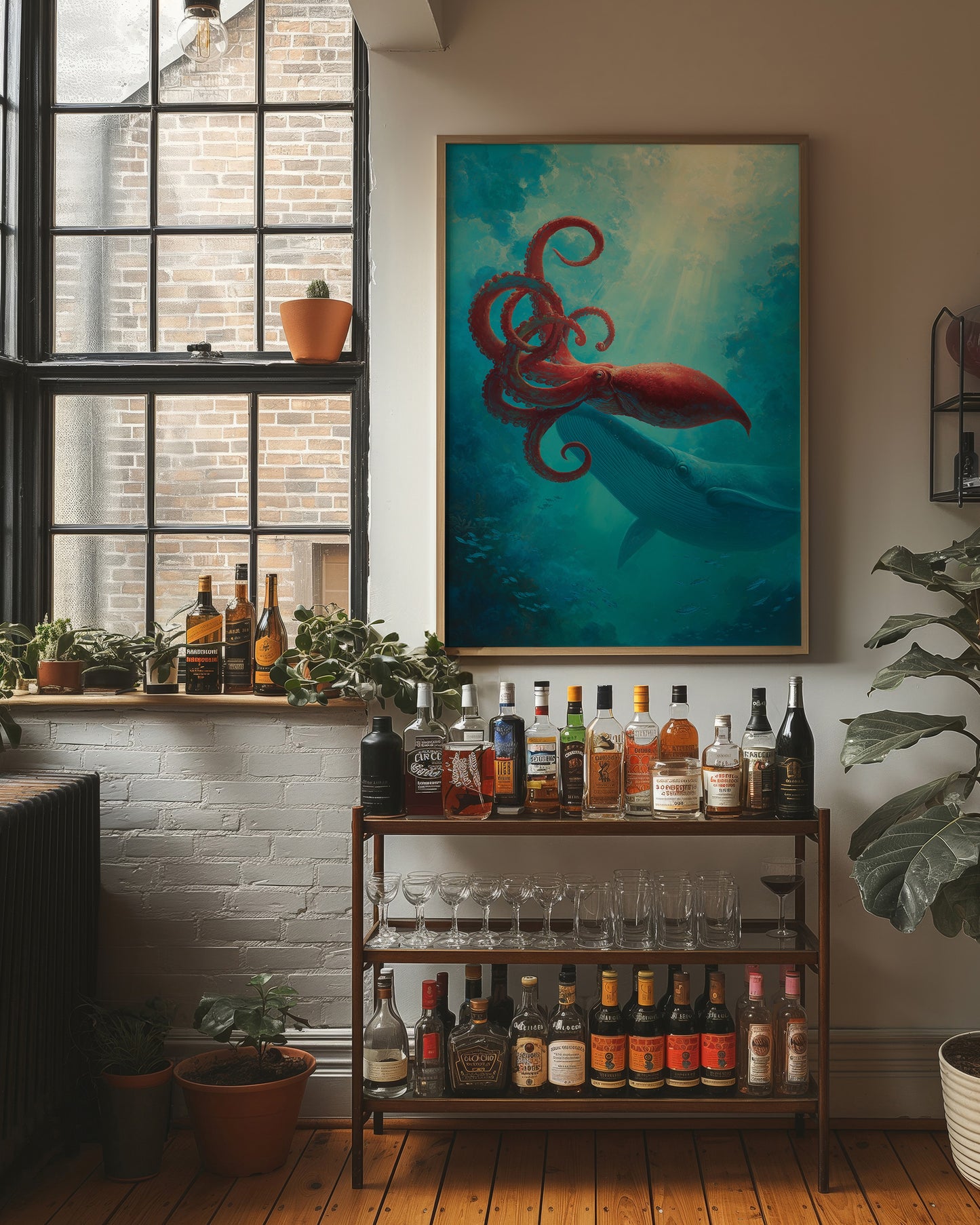 Crimson Tentacles Meet Azure Depths