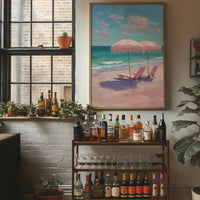 Blush Parasols Await Seaside Dreams