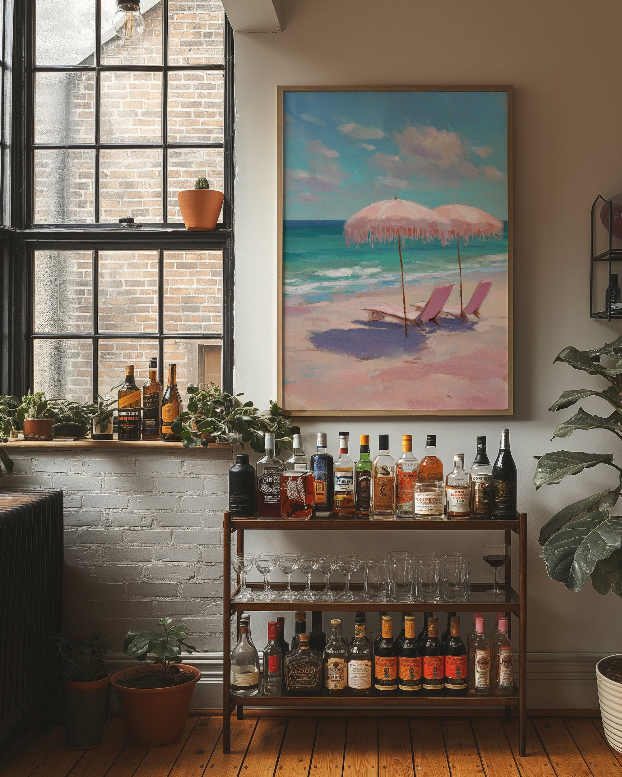 Blush Parasols Await Seaside Dreams