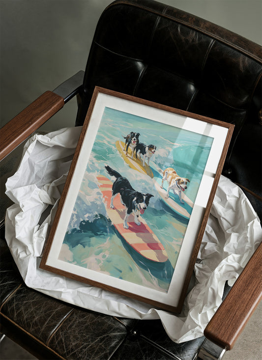 Surfboard Symphony: Canine Wave Riders
