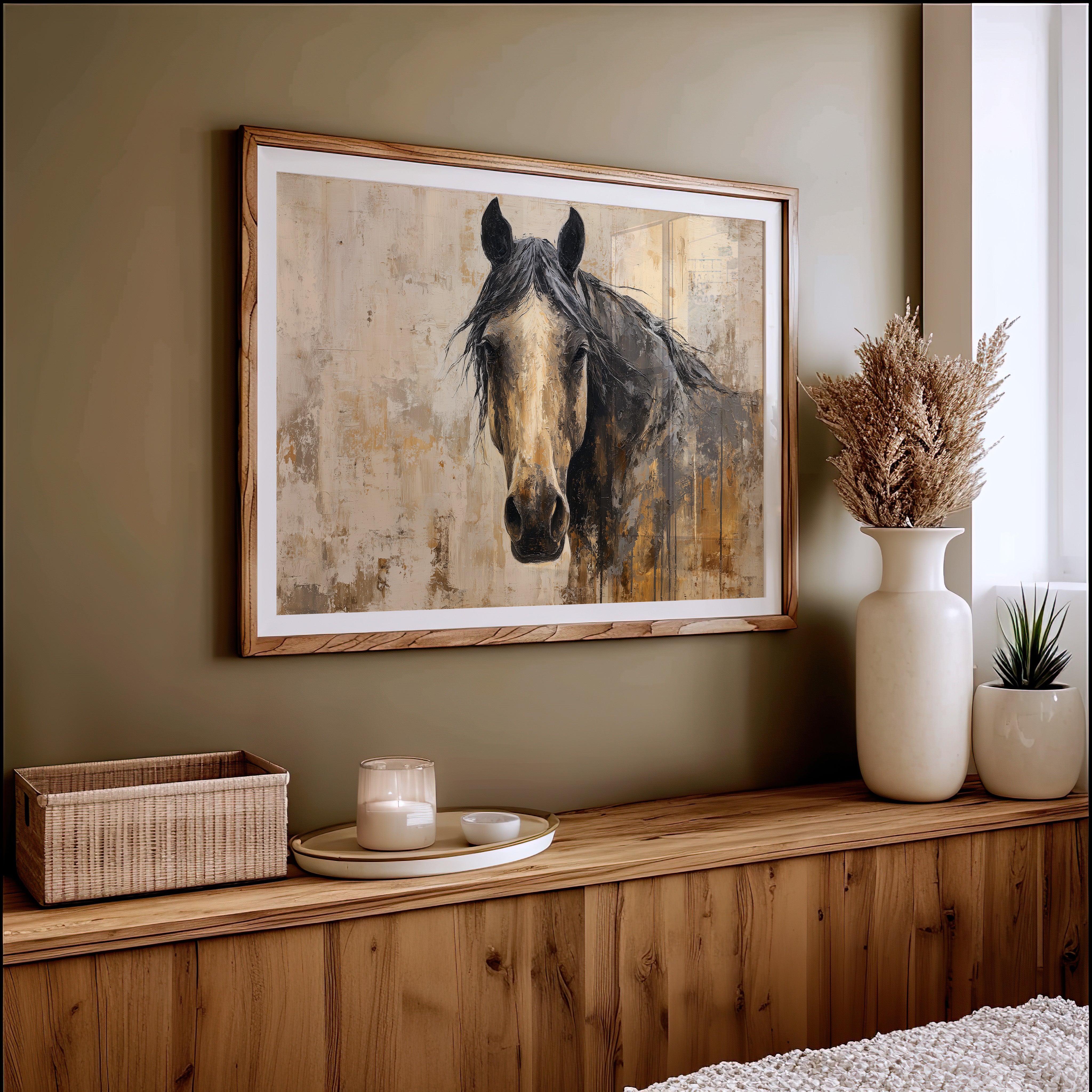 Noble Gaze Through Weathered Canvas