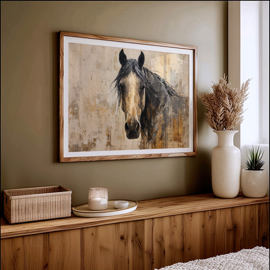 Noble Gaze Through Weathered Canvas