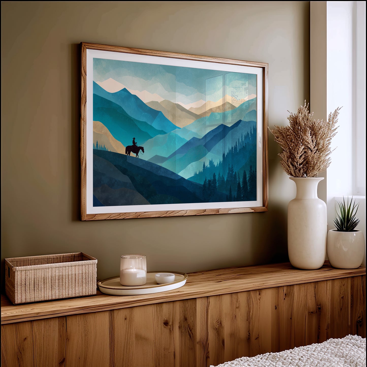 Teal Reverie Across Mountain Waves