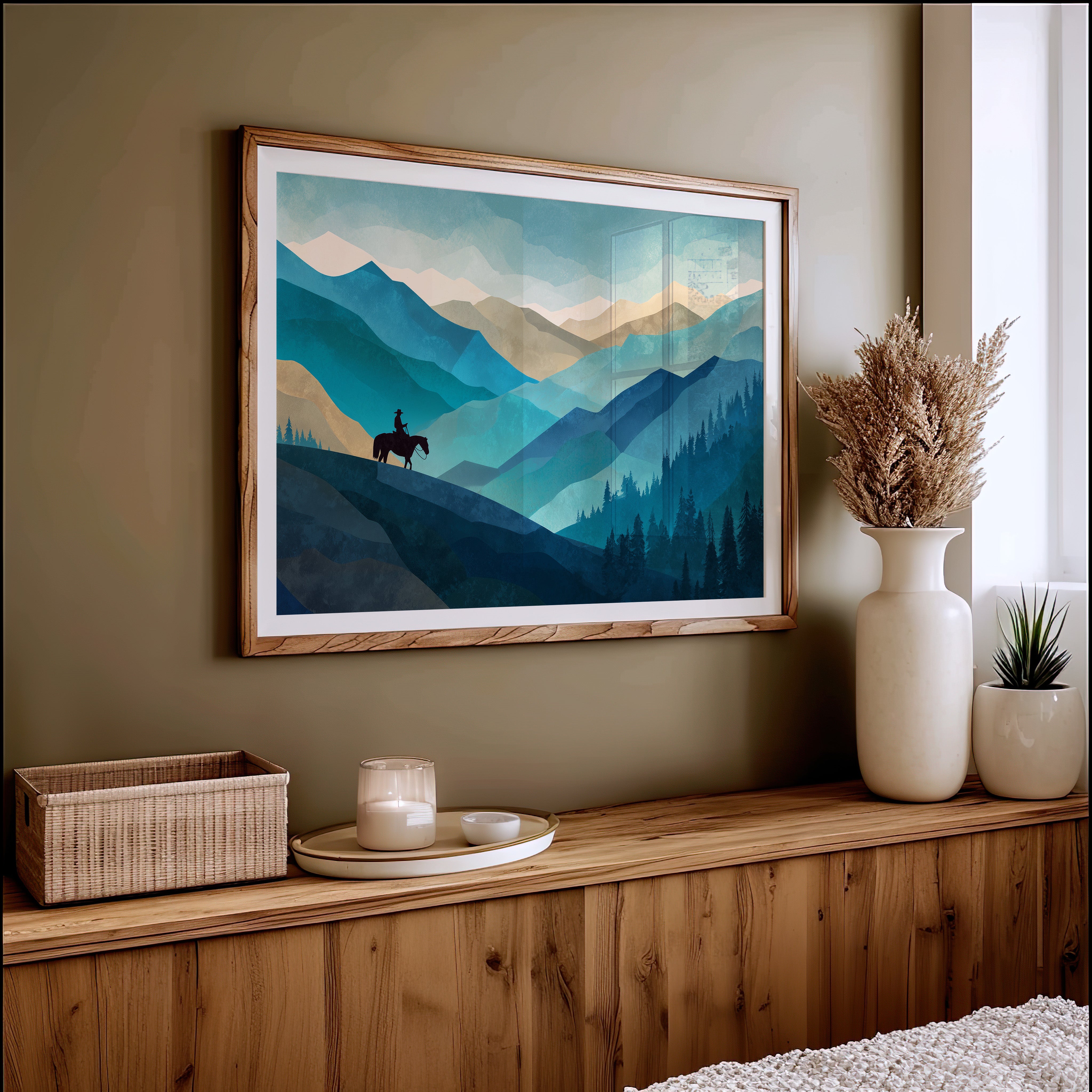Teal Reverie Across Mountain Waves