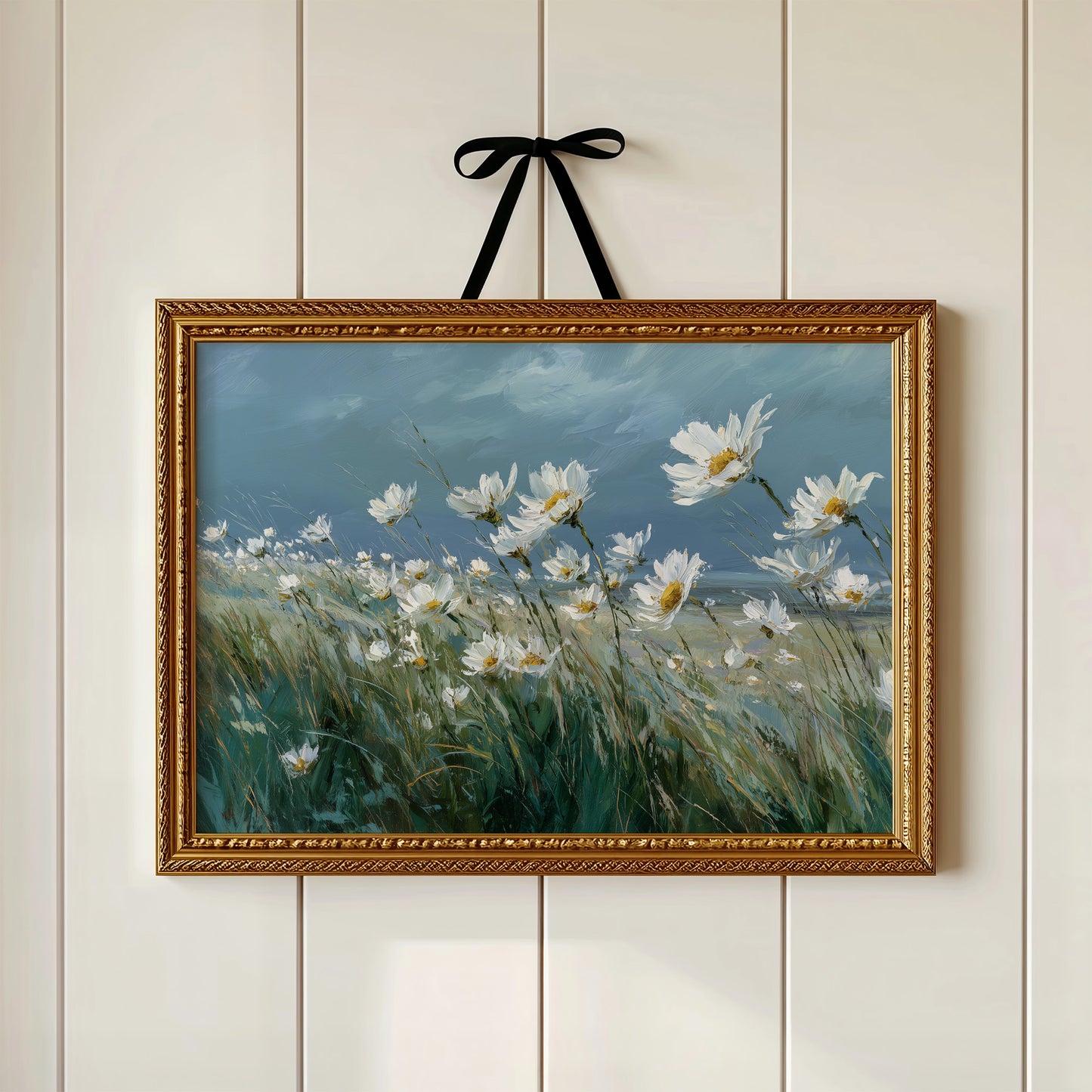 Coastal Daisies Dance Against Stormy Skies