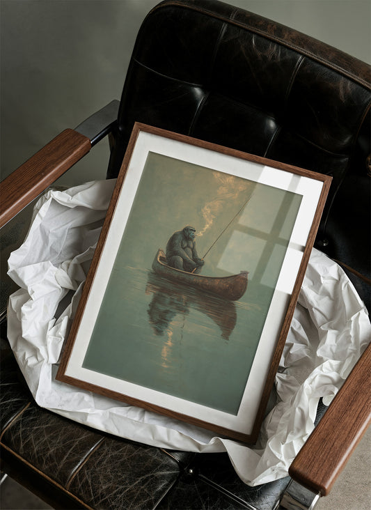 Contemplative Angler: Primate's Solitary Voyage