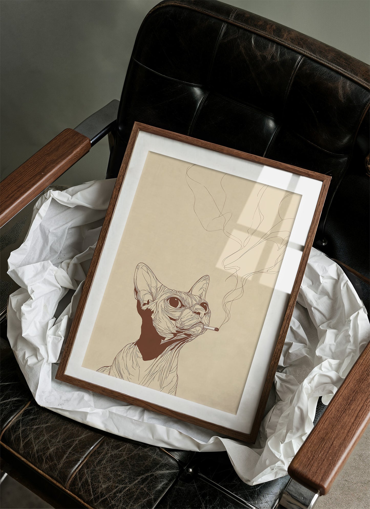 Feline Contemplation: Smoke and Whiskers