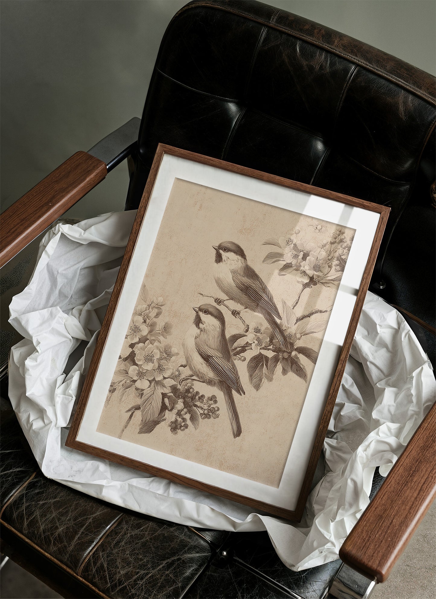 Chickadees Among Cherry Blossoms