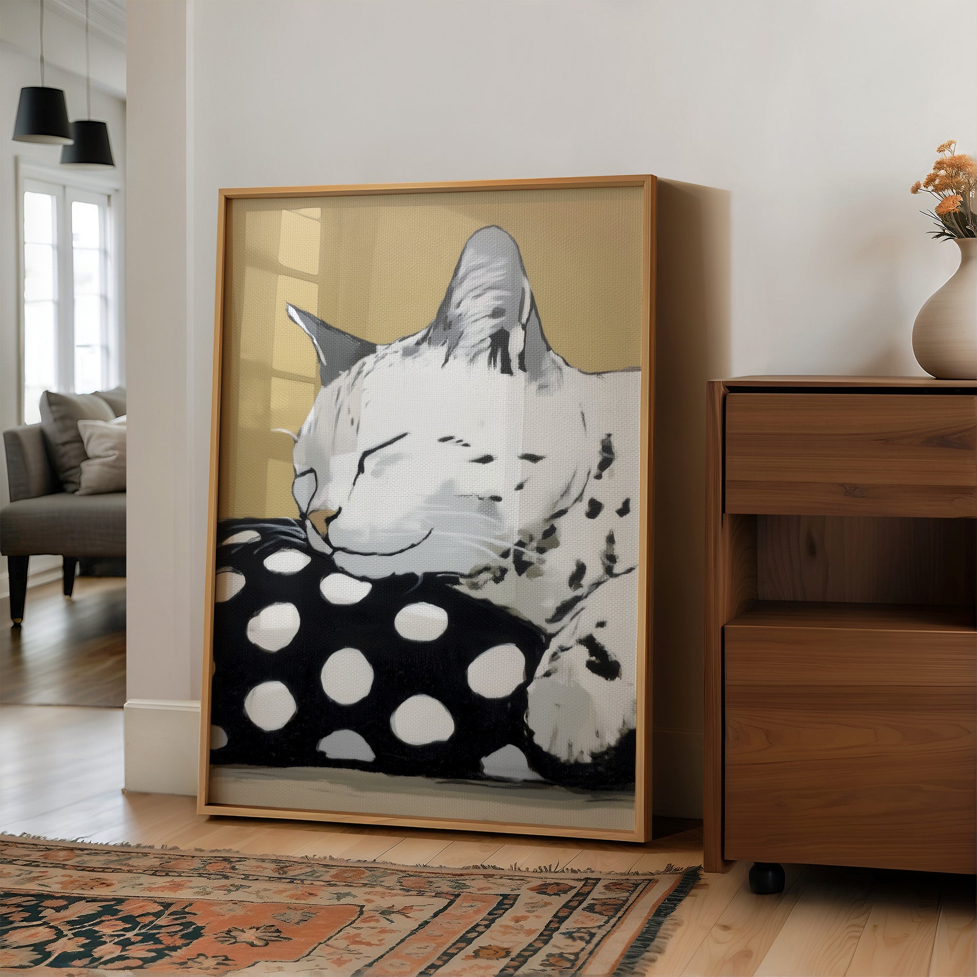 Spotted Comfort: Feline Slumber Portrait
