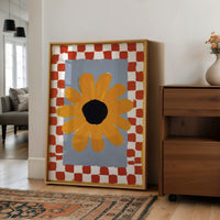 Checkered Borders Frame Golden Bloom