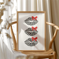 Zebra Kisses Adorned with Crimson Bows