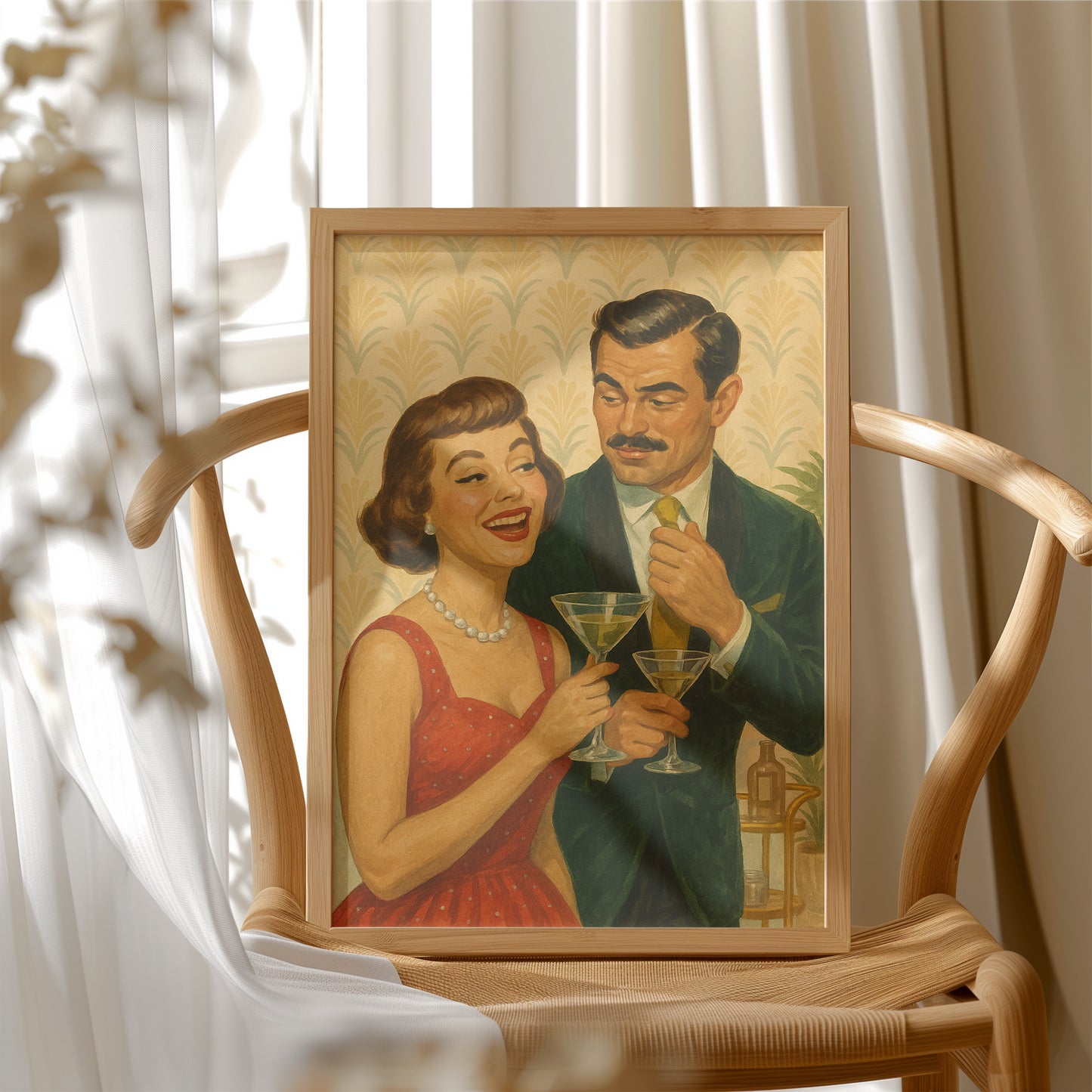 Cocktail Hour Whispers in Golden Wallpaper