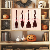 Brooms Tied With Pink Ribbons