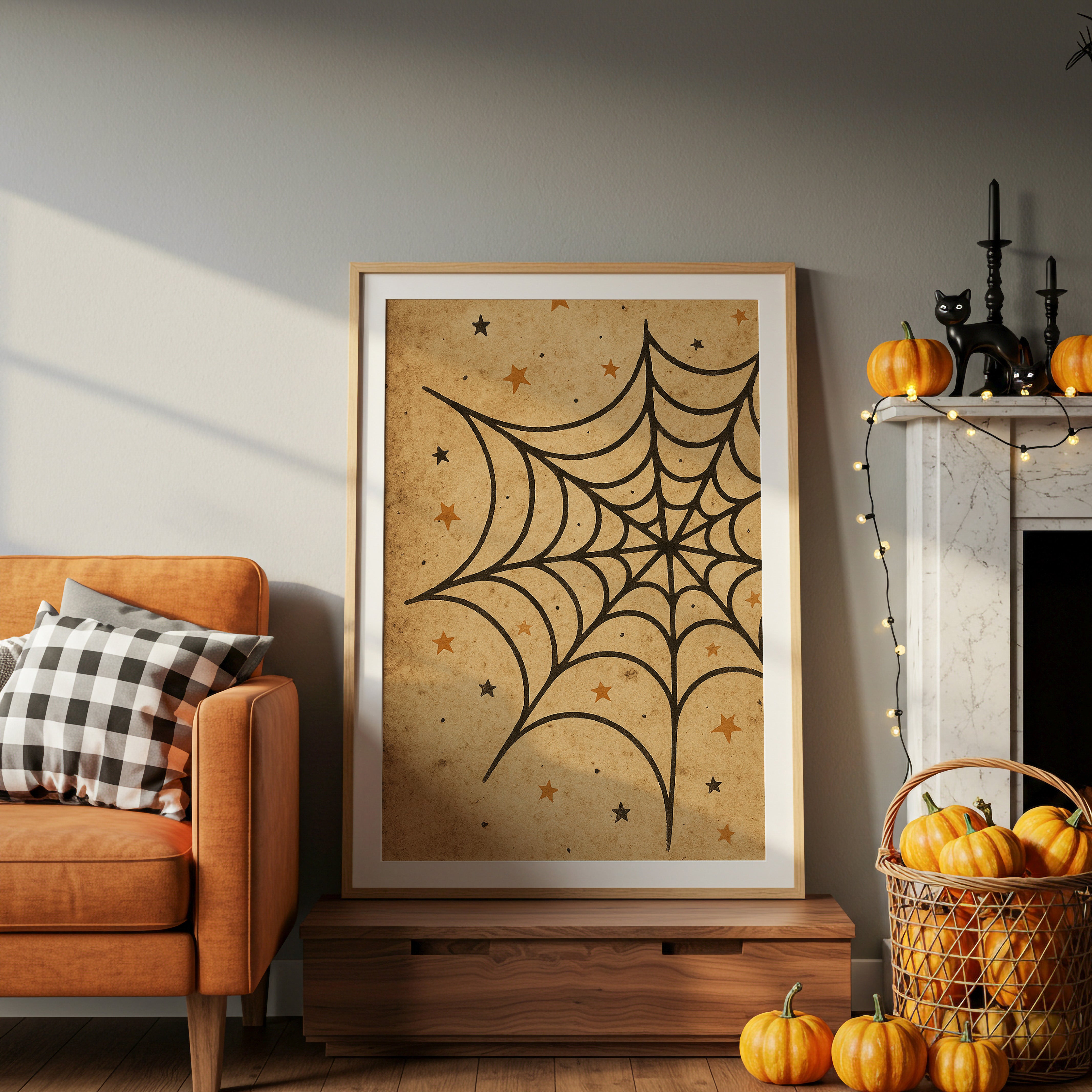 Starlit Webs On Vintage Parchment