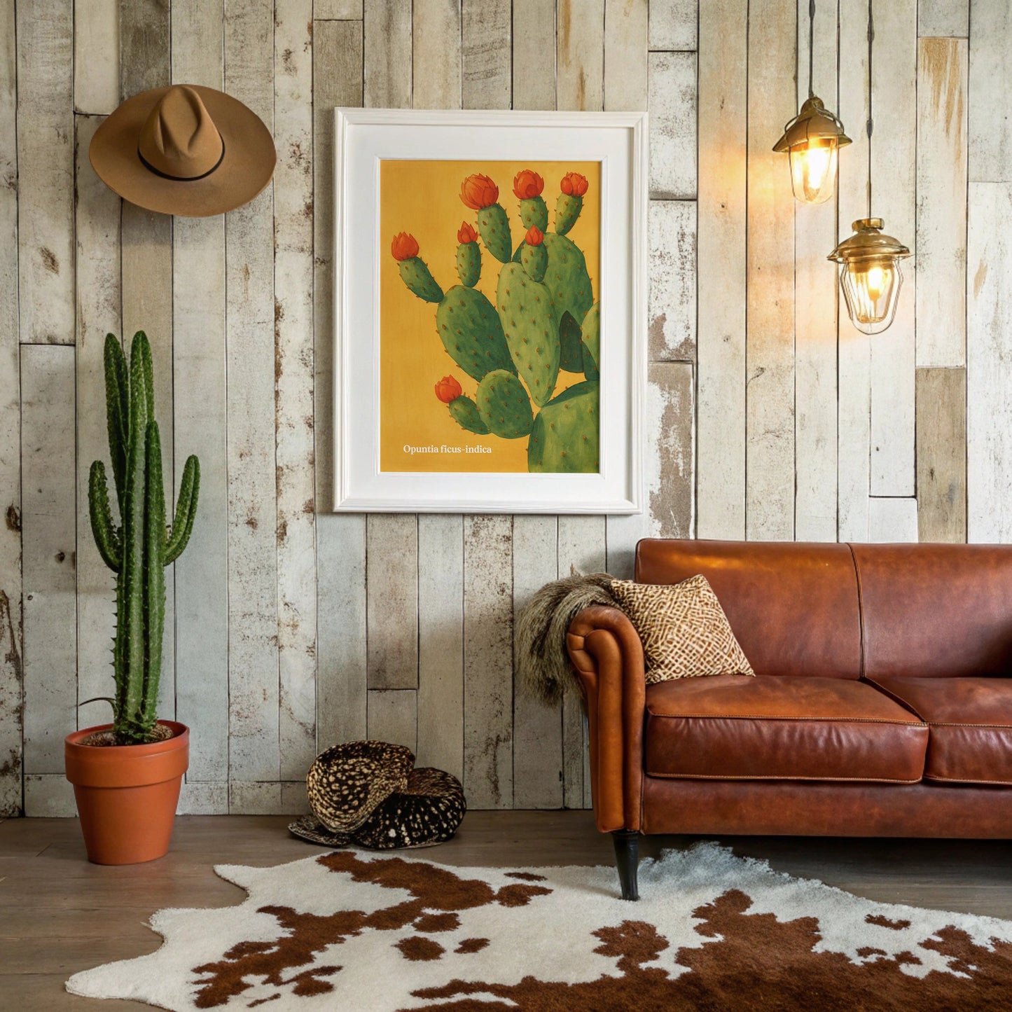 Desert Bloom Against Golden Sky