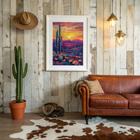 Desert Blooms Under Fiery Skies