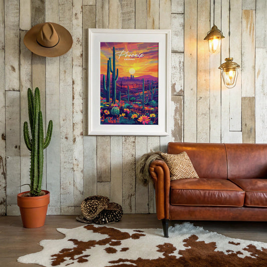 Desert Blooms Under Fiery Skies