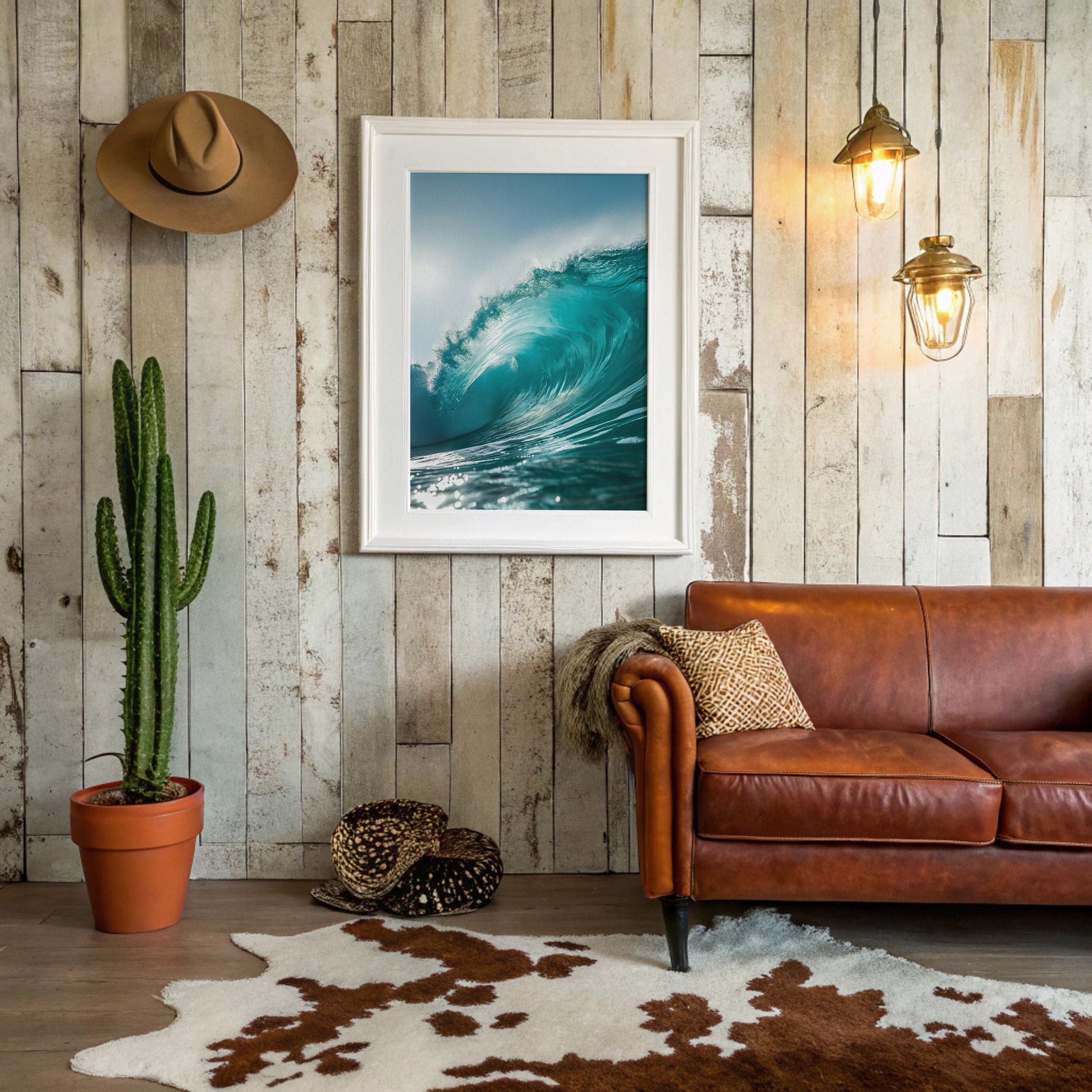 Turquoise Curl Against Weathered Boards