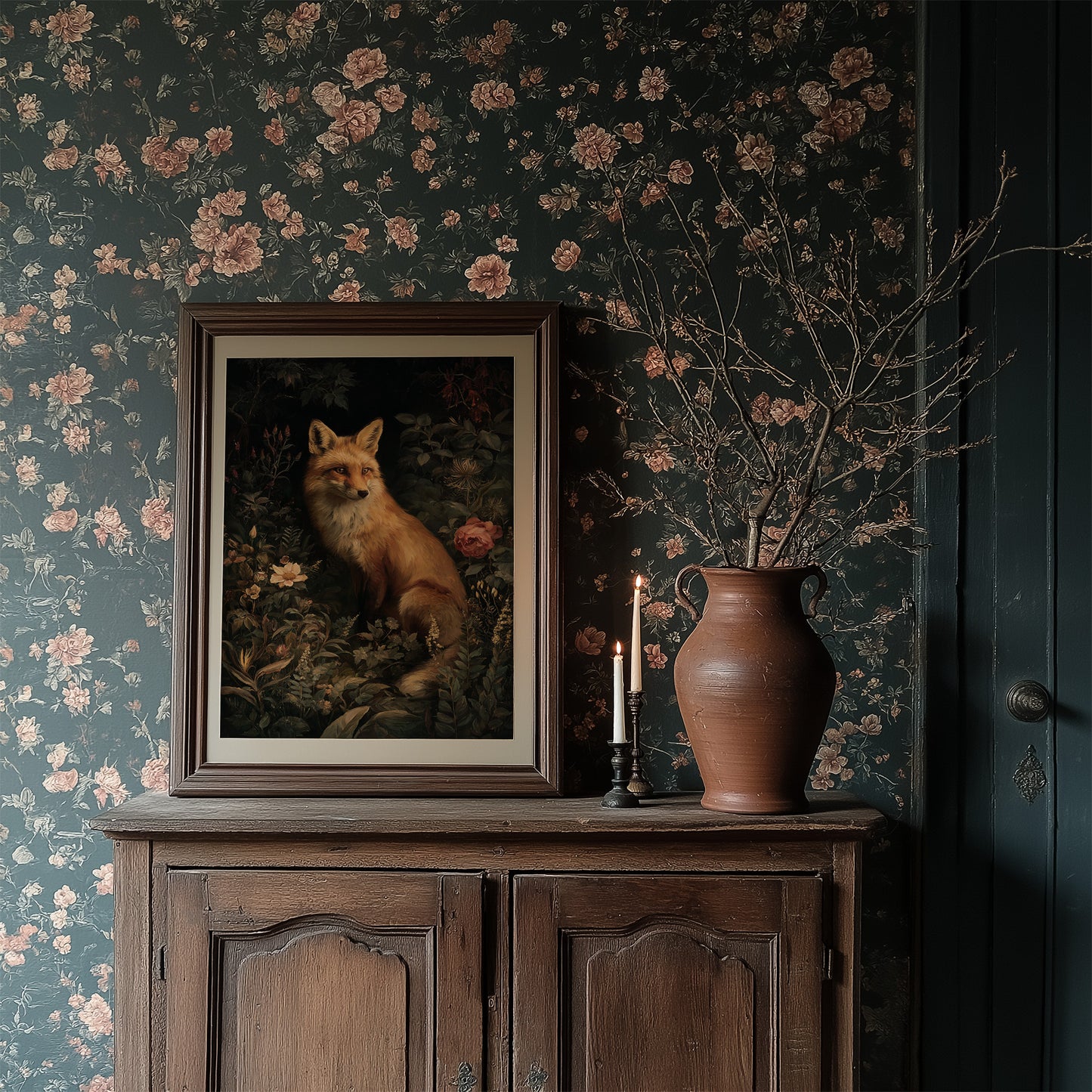 Midnight Rose Among Foxfire Blooms