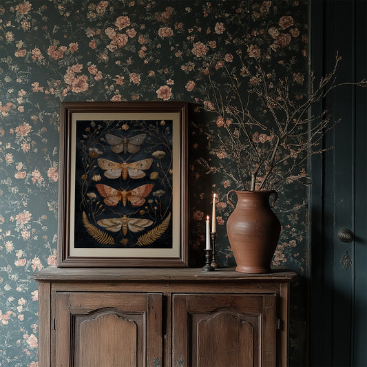 Midnight Moths Among Golden Stems