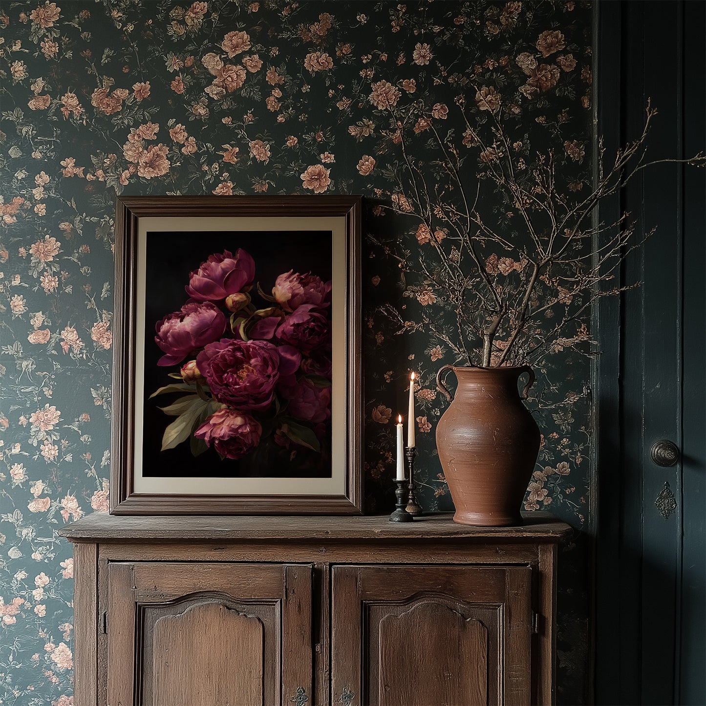 Velvet Blooms Against Midnight Walls