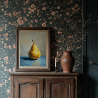 Golden Pear Against Midnight Walls