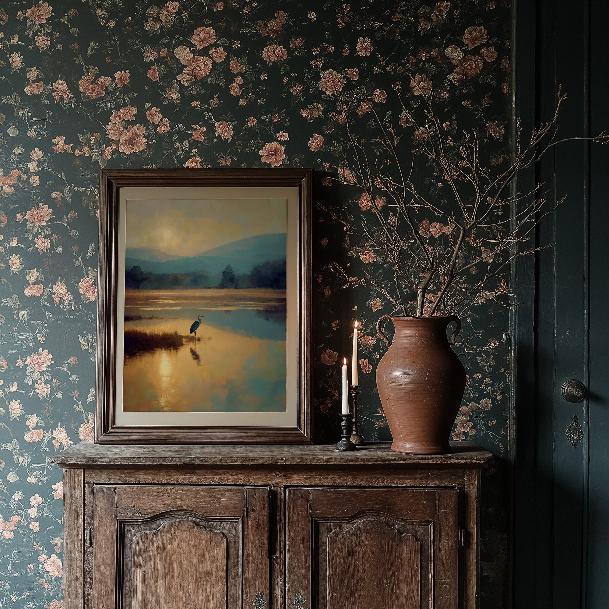 Heron's Dawn On Still Waters