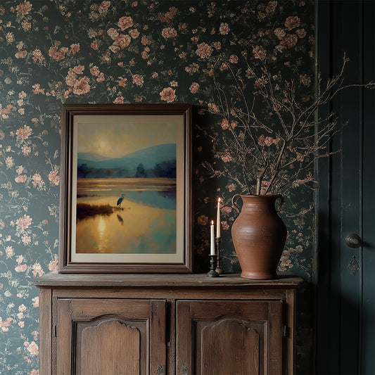 Heron's Dawn On Still Waters