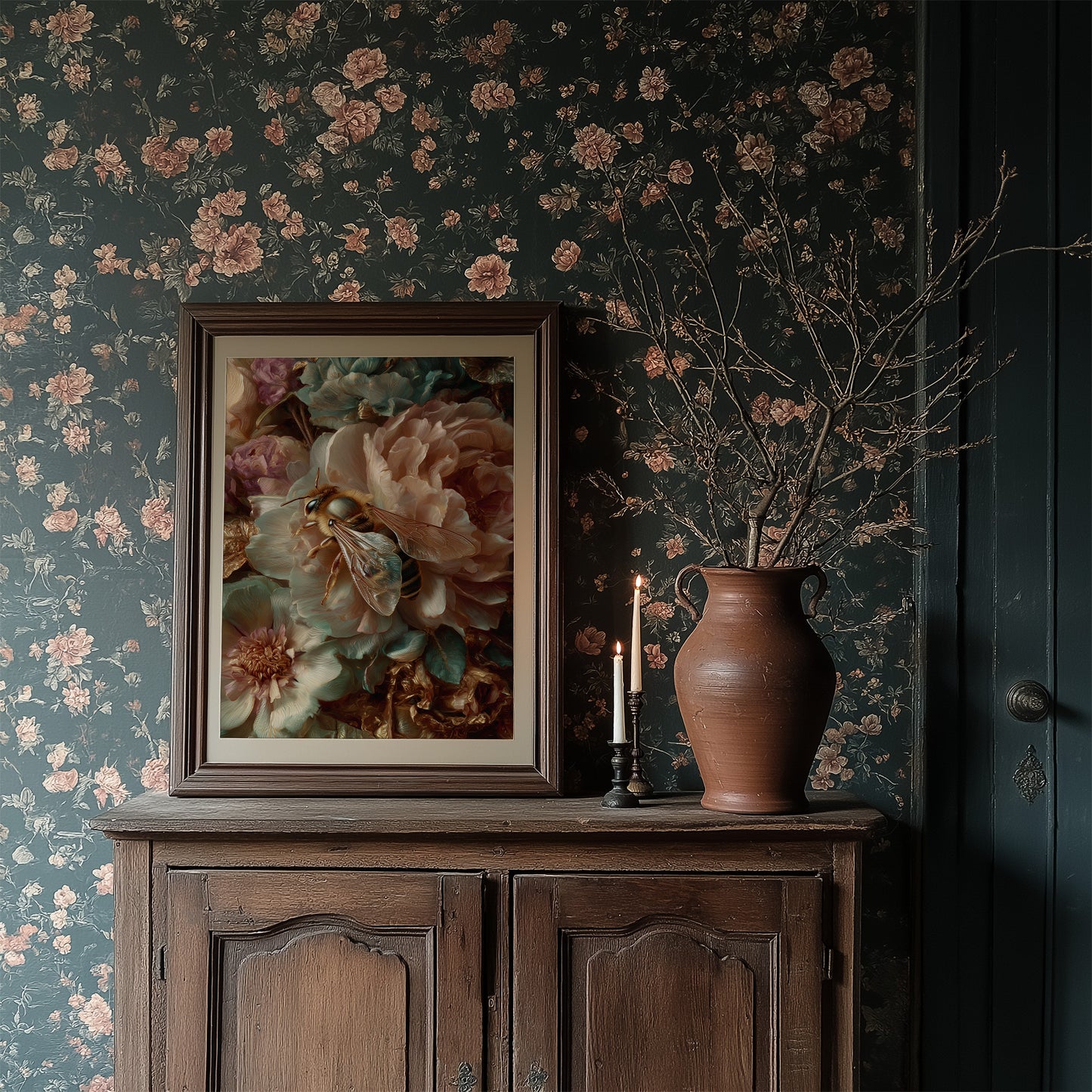 Honey Visitor Among Blush Petals