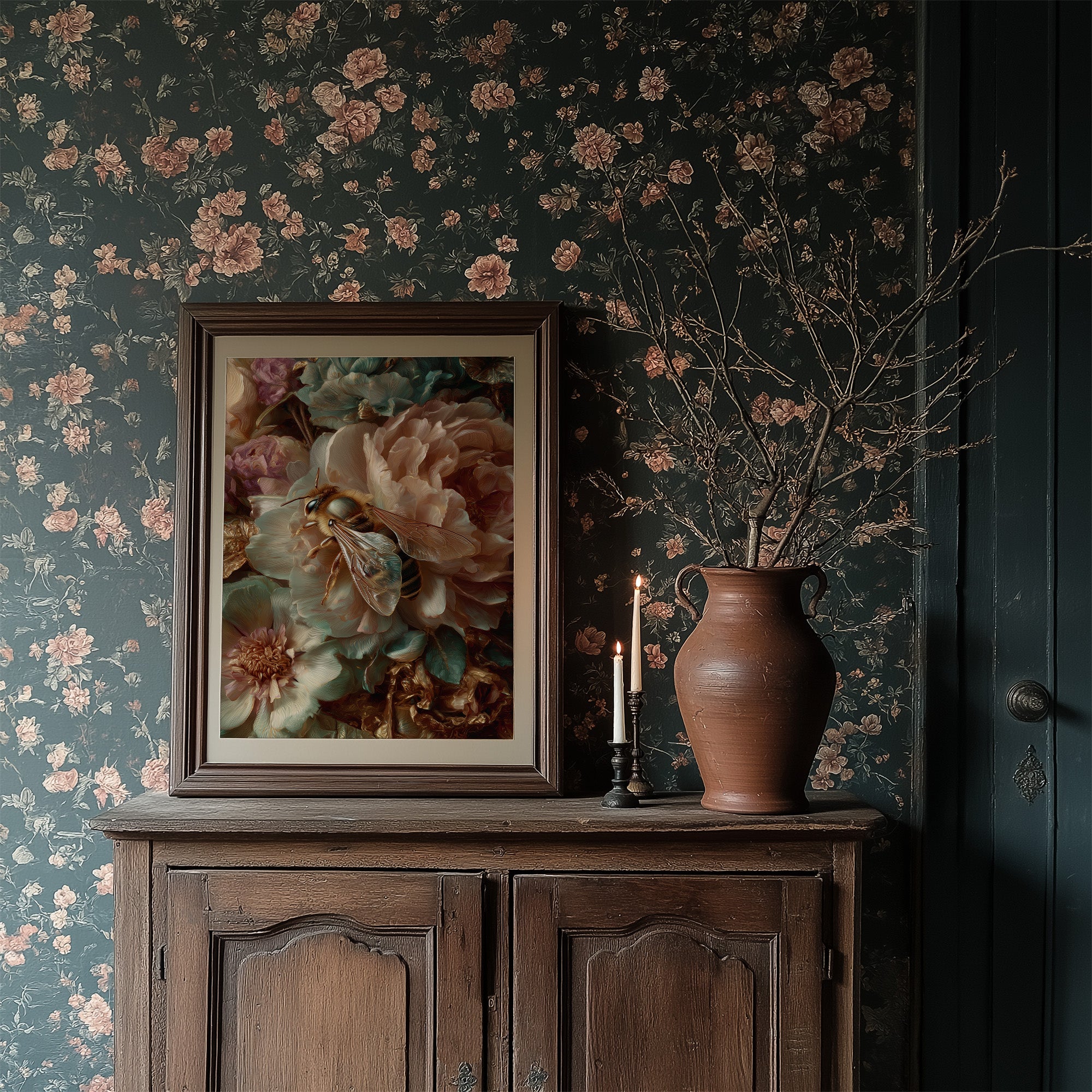 Honey Visitor Among Blush Petals