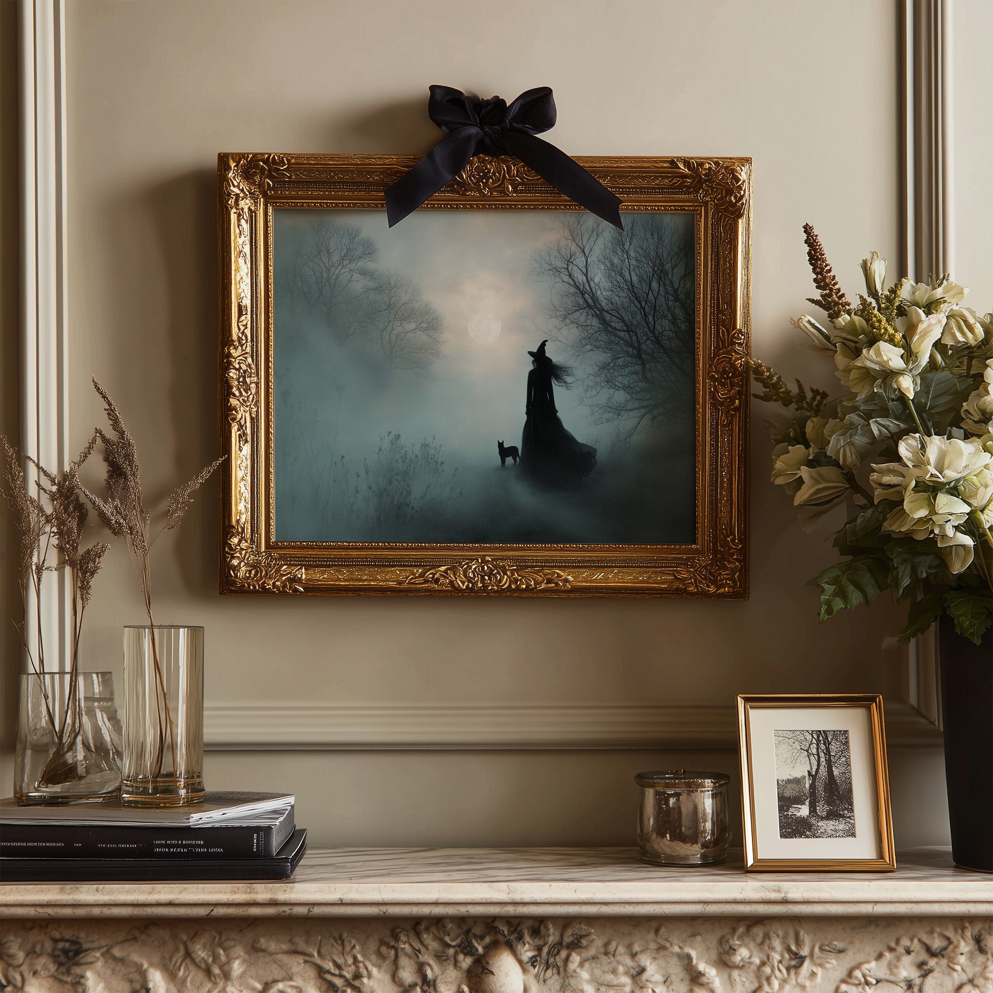 Fog Bound Witch Walks Midnight Path